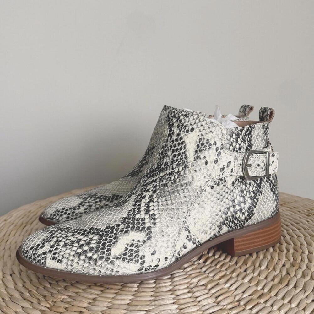 Steven by Steve Madden Chavi Snakeskin Ankle Boot | Gray | Women's 7.5